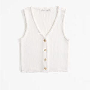 Abercrombie & Fitch Cream Button Up Sweater Vest